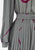 1970s Puritan Grey Silk Shirtdress with Fuchsia Ribbon Print 'VIP'