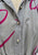 1970s Puritan Grey Silk Shirtdress with Fuchsia Ribbon Print 'VIP'