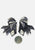 Vintage Charcoal and Silver Clip-On Earrings 'VIP'