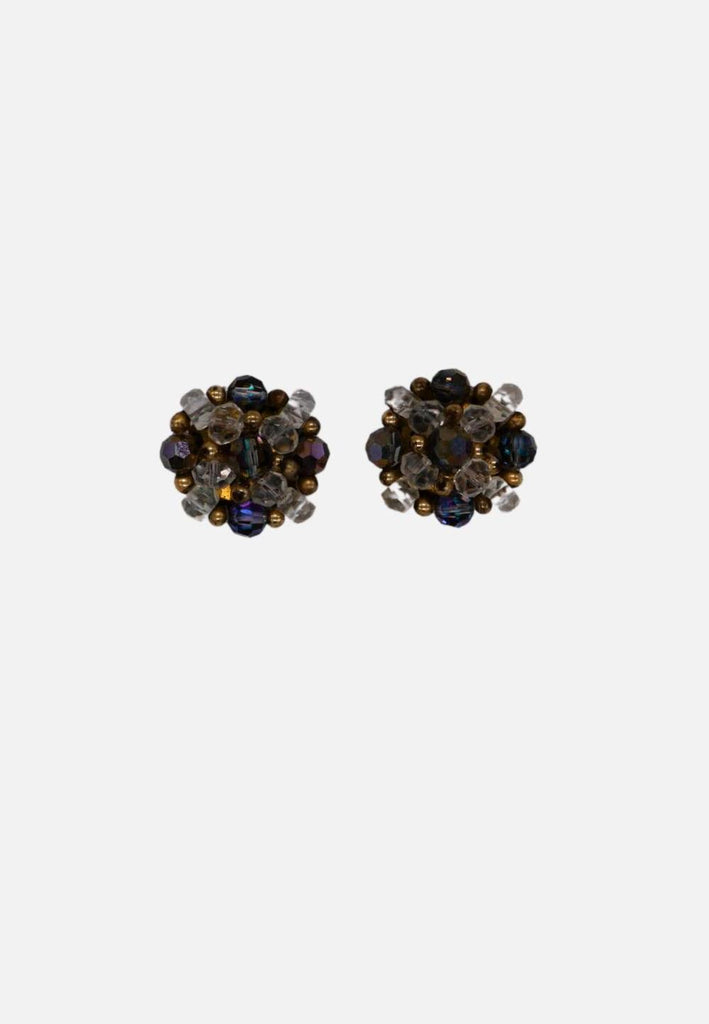 Vintage Clothing - 1950s Beaded Cluster Clip-On Earrings - Painted Bird Vintage Boutique & The Aviary - Earrings