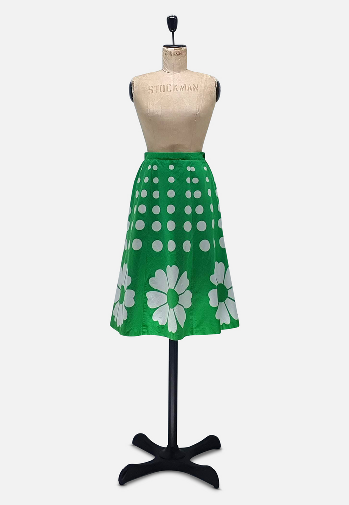 Vintage Clothing - Cheeky Green Floral Skirt - Painted Bird Vintage Boutique & The Aviary