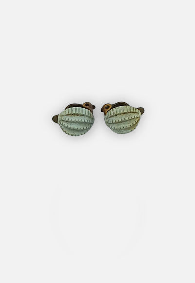 Vintage Clothing - Textured Green Earrings (clip-ons) - Painted Bird Vintage Boutique & The Aviary