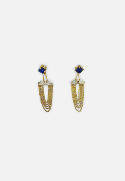Lapis Lazuli and Clear Quartz Earrings