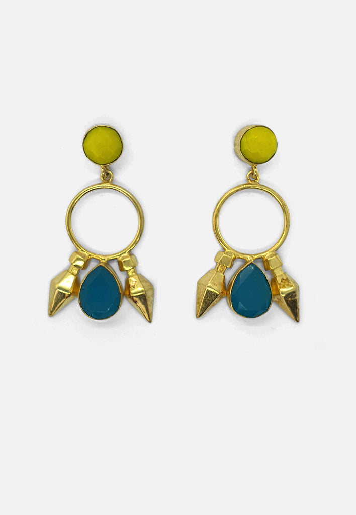 Vintage Clothing - Blue and Yellow Geometric Earrings - Painted Bird Vintage Boutique & The Aviary