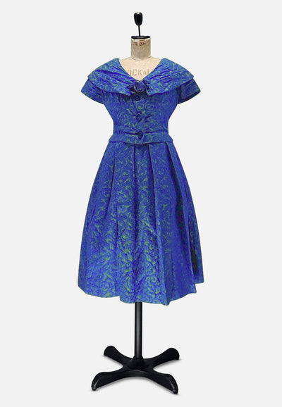 Vintage Clothing - Blue French Fantastic Dress - Painted Bird Vintage Boutique & The Aviary