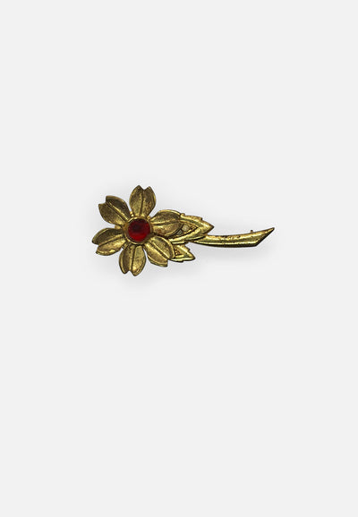 Vintage Clothing - Red and Gold Flower Brooch - Painted Bird Vintage Boutique & The Aviary