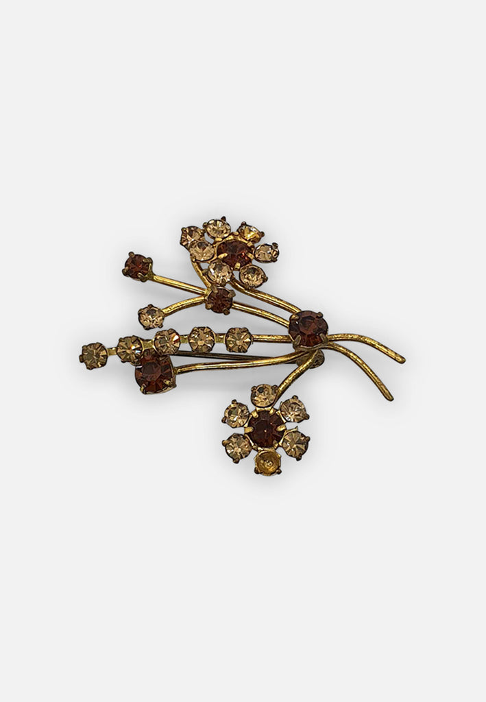 Vintage Clothing - Diamante Flower Posy Brooch - Painted Bird Vintage Boutique & The Aviary
