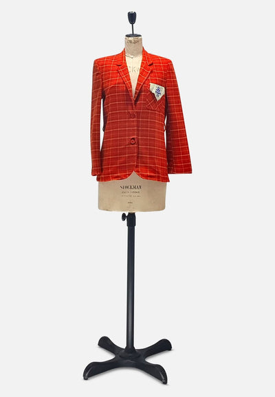 Vintage Clothing - Italian Red Plaid Cotton Jacket - Painted Bird Vintage Boutique & The Aviary - Coats & Jackets