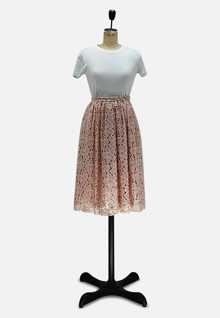 Vintage Clothing - Dusky Rose Lace Skirt - Painted Bird Vintage Boutique & The Aviary - Skirts