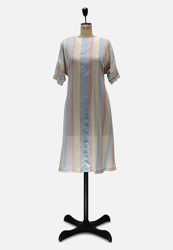 Vintage Clothing - Pretty in Pastel Stripes Dress - Painted Bird Vintage Boutique & The Aviary - Dresses