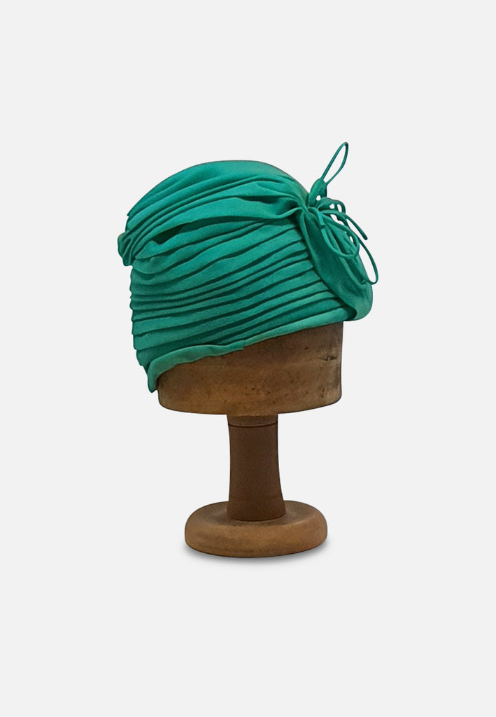 Vintage Clothing - Emerald Excellence Green Pleated Hat - Painted Bird Vintage Boutique & The Aviary - Hat