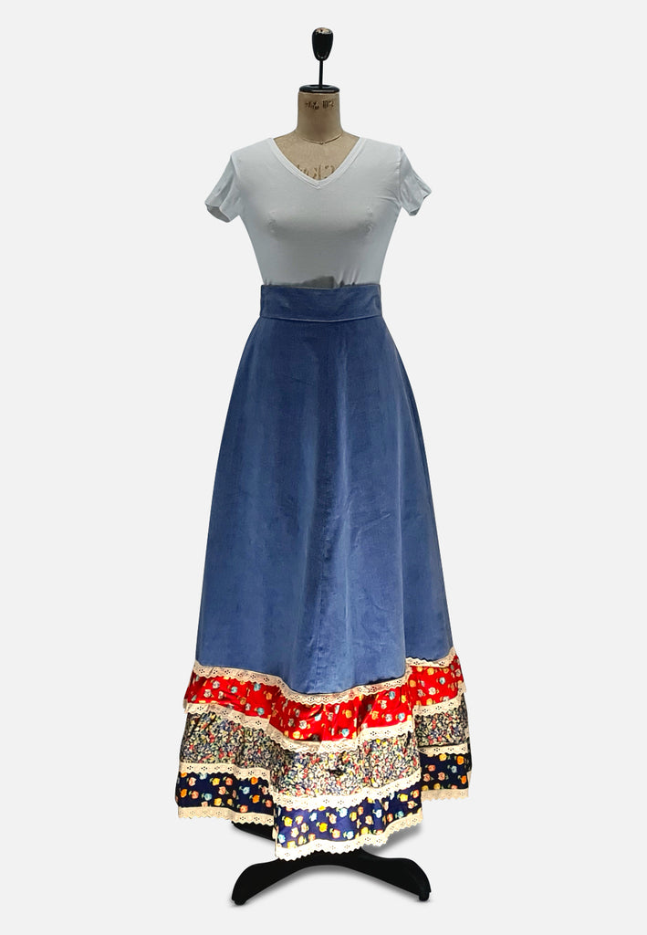 Vintage Clothing - Denim Peasantly Surprised Maxi Skirt - Painted Bird Vintage Boutique & The Aviary - Skirts