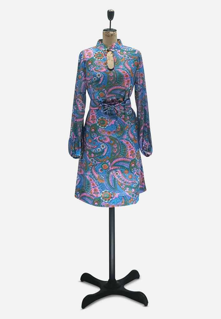 Vintage Clothing - Paisley Pink n Blue Dress - Painted Bird Vintage Boutique & The Aviary - Dresses