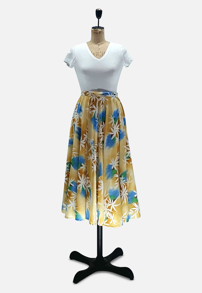 Vintage Clothing - Golden Floral Skirt - Painted Bird Vintage Boutique & The Aviary - Skirts