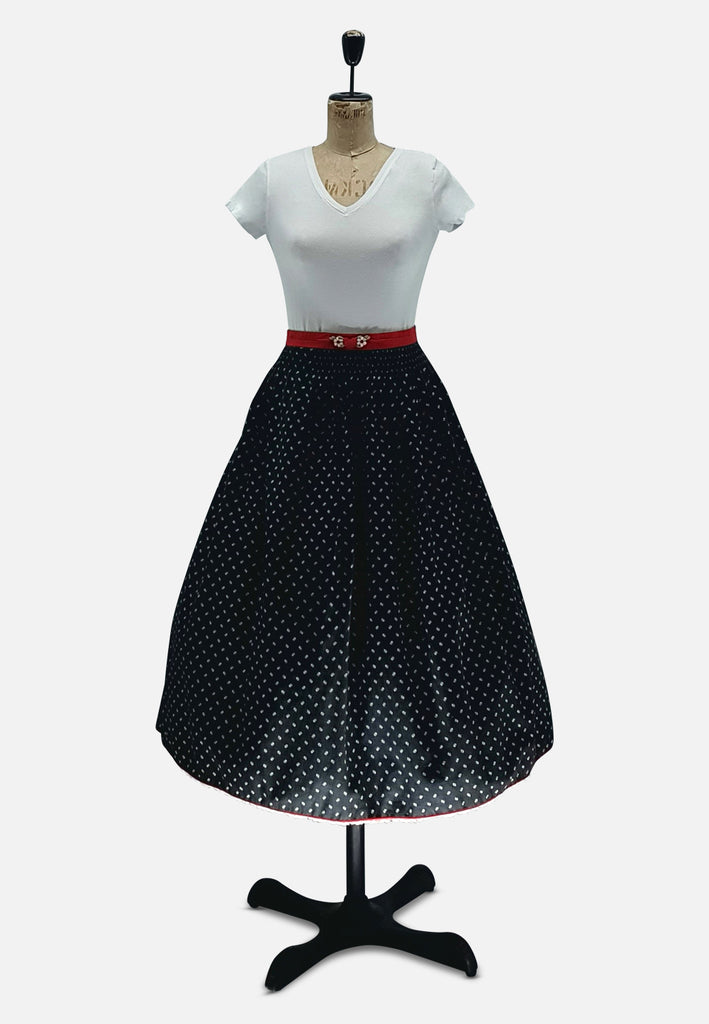 Vintage Clothing - Black and White Polka Dot Skirt - Painted Bird Vintage Boutique & The Aviary - Skirts