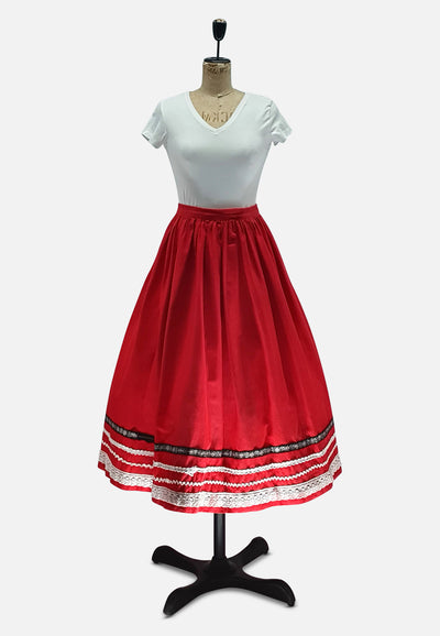 Vintage Clothing - Peasant in Red Skirt - Painted Bird Vintage Boutique & The Aviary - Skirts