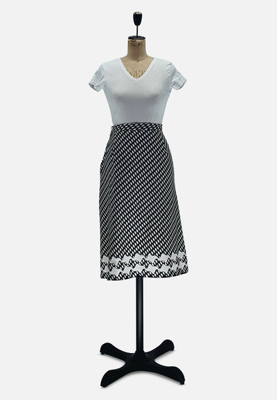 Vintage Clothing - Black and White Straight Skirt - Painted Bird Vintage Boutique & The Aviary - Skirts