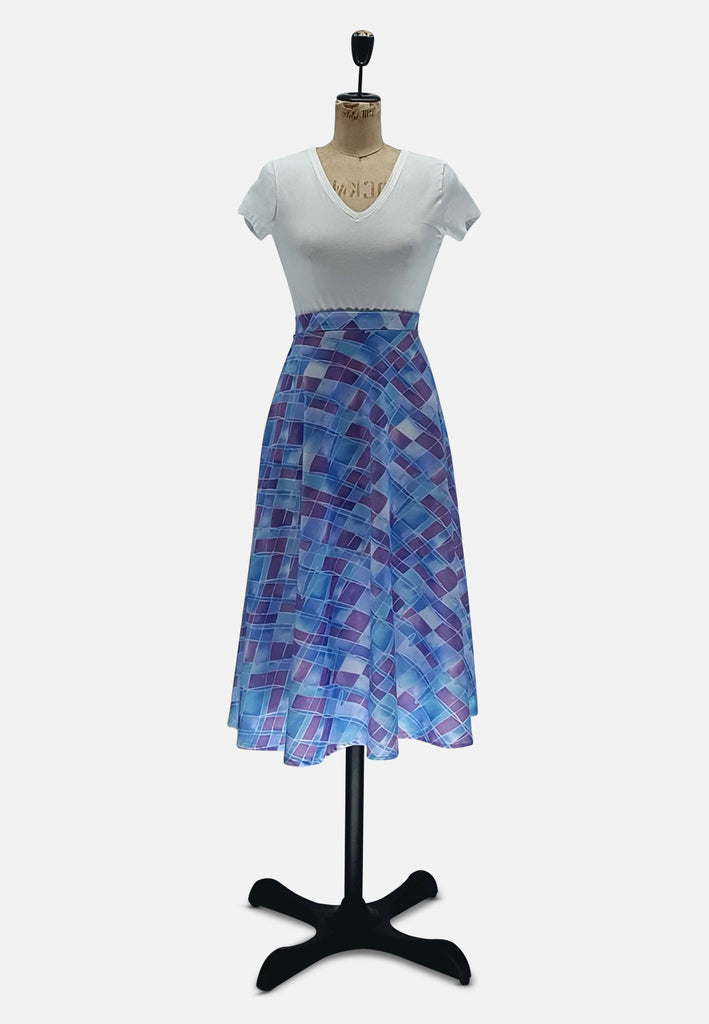 Vintage Clothing - Purple Blue Mauve Pretty Pattern Skirt - Painted Bird Vintage Boutique & The Aviary - Skirts