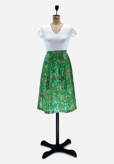 Vintage Clothing - Green Beauty Pleated Floral Skirt - Painted Bird Vintage Boutique & The Aviary - Skirts