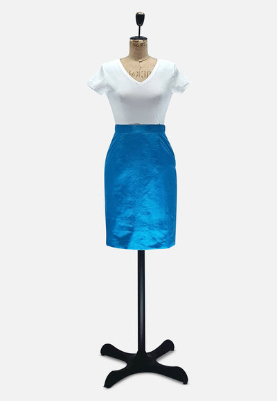 Vintage Clothing - Ocean's Blue Pencil Skirt - Painted Bird Vintage Boutique & The Aviary - Skirts