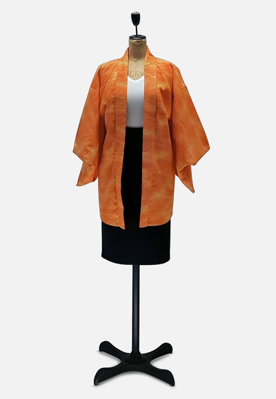 Vintage Clothing - Orange Swipe Right Japanese Silk Kimono - Painted Bird Vintage Boutique & The Aviary - Kimono