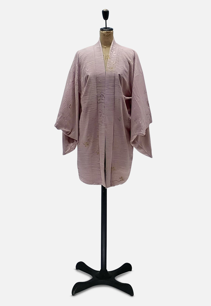 Vintage Clothing - Lilac and Lurex Japanese Silk Kimono - Painted Bird Vintage Boutique & The Aviary - Kimono