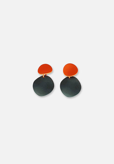 On The Double Orange and Green Earrings