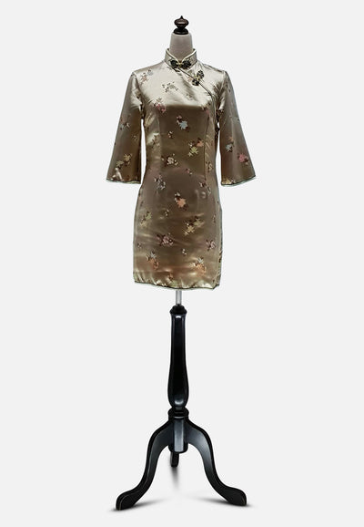 Vintage Clothing - Gold Qipao Chinoiseries - Painted Bird Vintage Boutique & The Aviary - Dresses