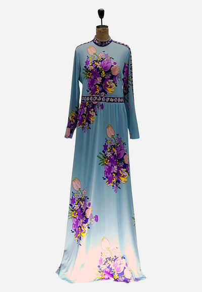 Vintage Clothing - The Divine Blue Hostess Dress - Painted Bird Vintage Boutique & The Aviary - Dresses