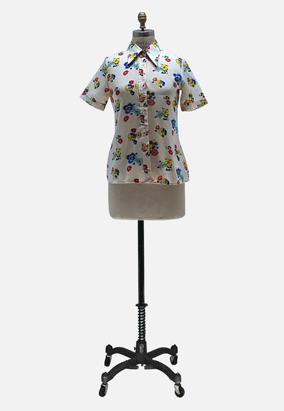 Vintage Clothing - Fantastic Flowers Blouse - Painted Bird Vintage Boutique & The Aviary - Blouse
