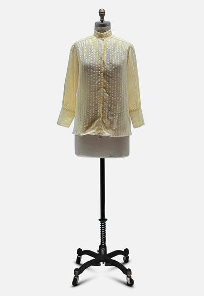 Vintage Clothing - Lil Yellow Stripe - Painted Bird Vintage Boutique & The Aviary - Blouse