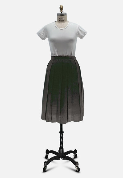 Vintage Clothing - Cocoa Pleated Skirt - Painted Bird Vintage Boutique & The Aviary - Skirts