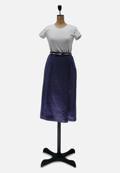 Vintage Clothing - Purple Wool Skirt Straight - Painted Bird Vintage Boutique & The Aviary - Skirts