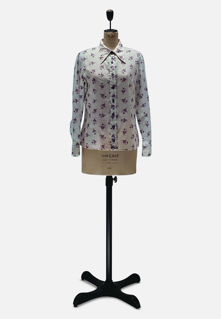 Vintage Clothing - Pretty Purple Floral Blouse - Painted Bird Vintage Boutique & The Aviary - Blouse