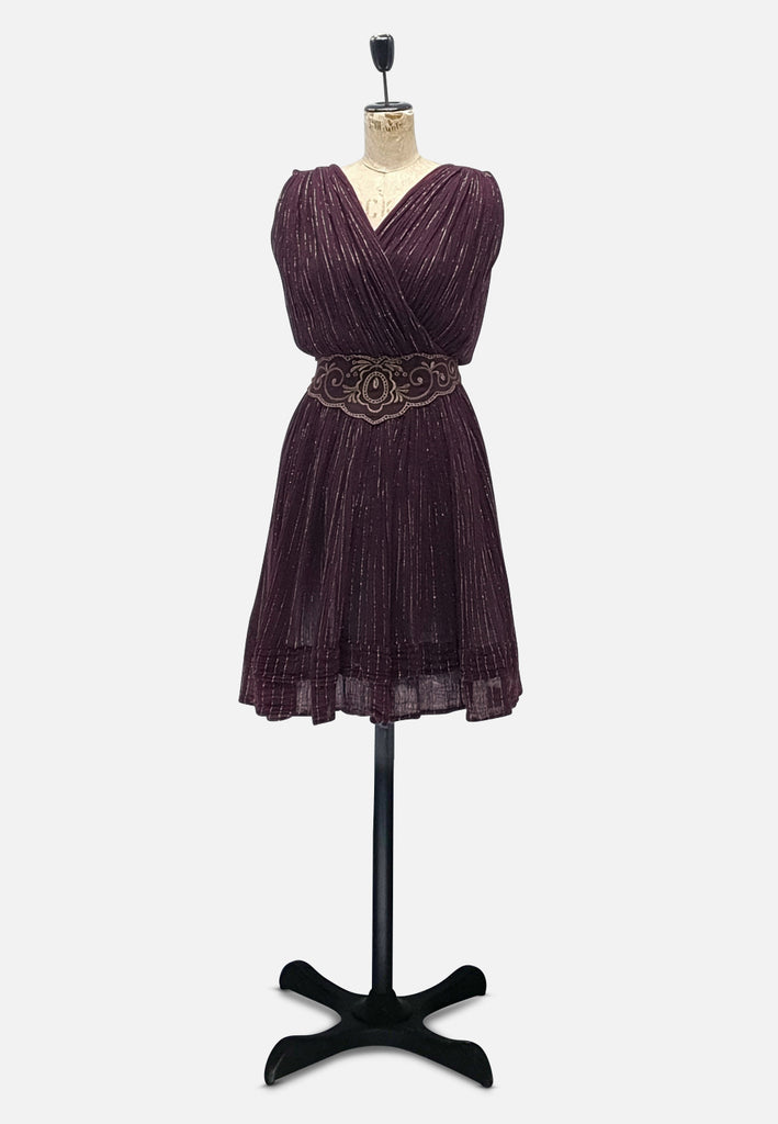 Vintage Clothing - Aubergine Golden Gal Dress - Painted Bird Vintage Boutique & The Aviary - Dresses