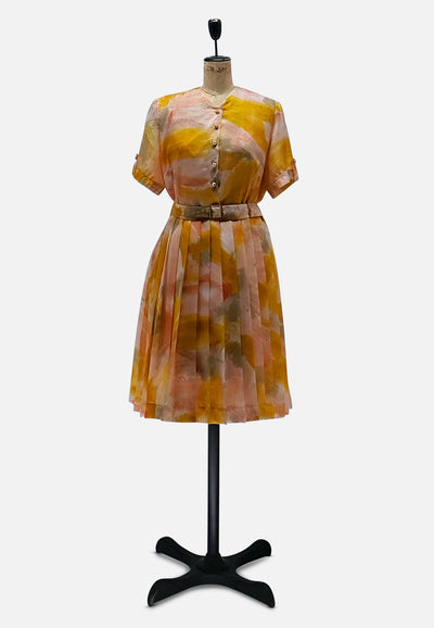 Vintage Clothing - Peaches and Apricots for Dessert Dress - Painted Bird Vintage Boutique & The Aviary - Dresses