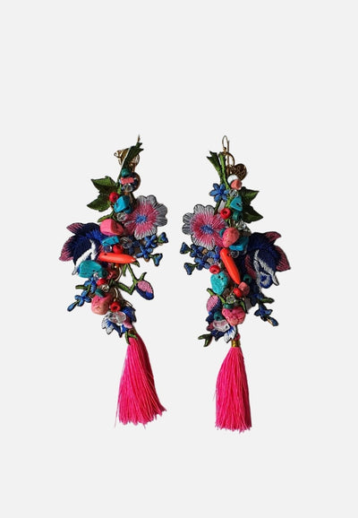 Vintage Clothing - Floral Pink Leeli Design Earrings - Painted Bird Vintage Boutique & The Aviary - Earrings