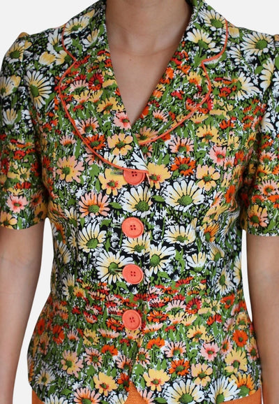 Vintage Clothing - Spring Fling Floral Blouse - Painted Bird Vintage Boutique & The Aviary - Blouse