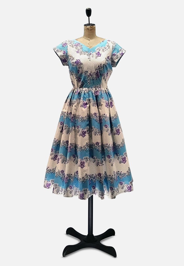 Vintage Clothing - Lavender Blue Dress - Painted Bird Vintage Boutique & The Aviary - Dresses