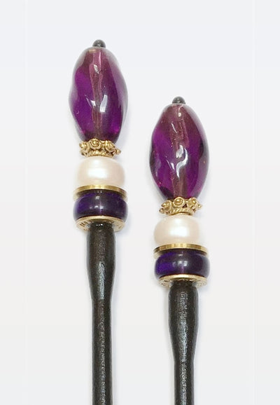 Vintage Clothing - Plum Hairsticks - Painted Bird Vintage Boutique & The Aviary