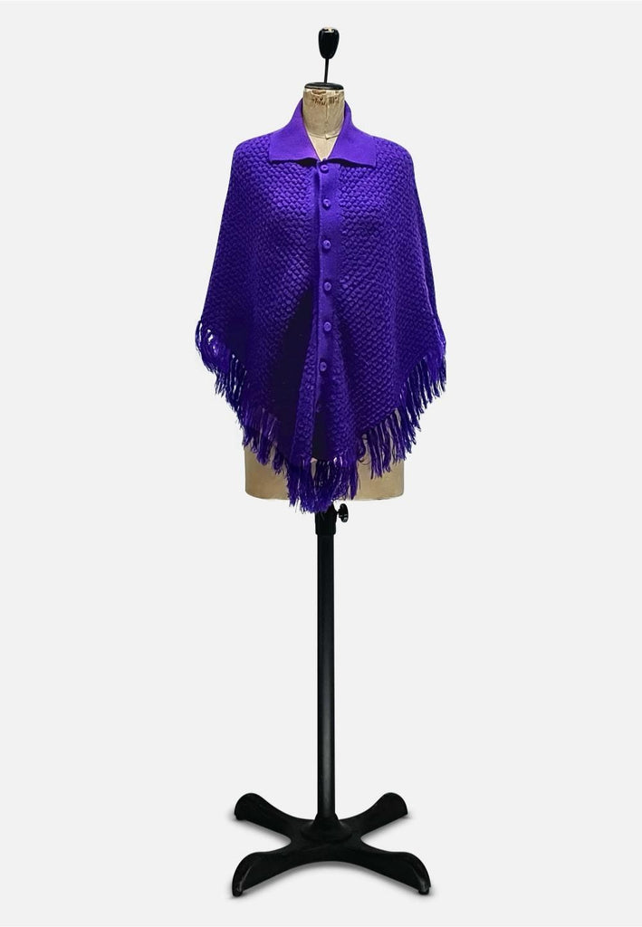Vintage Clothing - Purple Capers Cape - Painted Bird Vintage Boutique & The Aviary - Knit