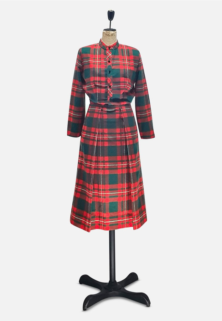 Vintage Clothing - Red and Green Tartan Wool Dress - Painted Bird Vintage Boutique & The Aviary - Dresses
