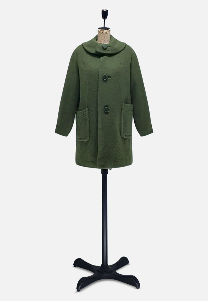 Vintage Clothing - Pea Green with Envy Coat - Painted Bird Vintage Boutique & The Aviary - Coats & Jackets