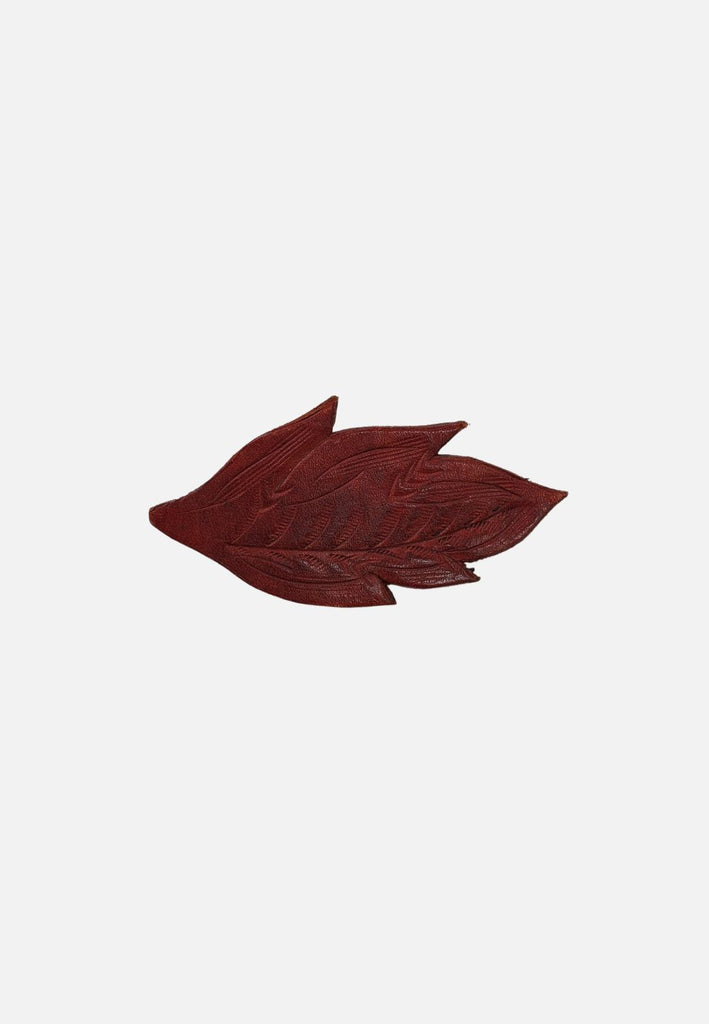 Vintage Clothing - Amber Leather Leaf Brooch - Painted Bird Vintage Boutique & The Aviary - Brooch