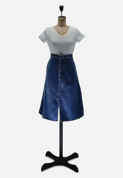 Vintage Clothing - Denim Aline Skirt - Painted Bird Vintage Boutique & The Aviary - Skirts